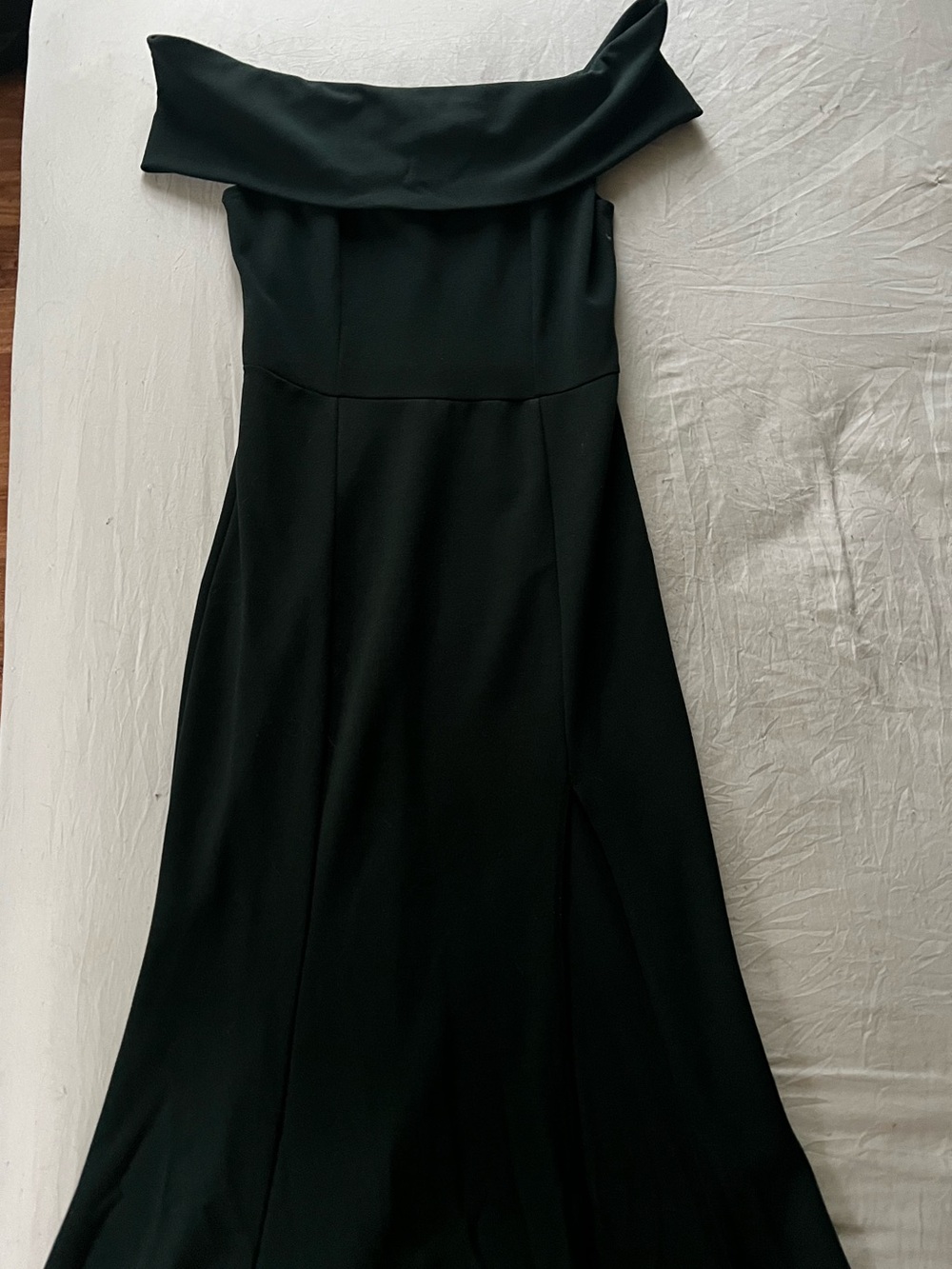 Windsor Dark Green Shoulder Fold-Over Evening Gown